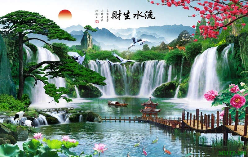 Phong cảnh sơn thủy hồ thác MHT2-300